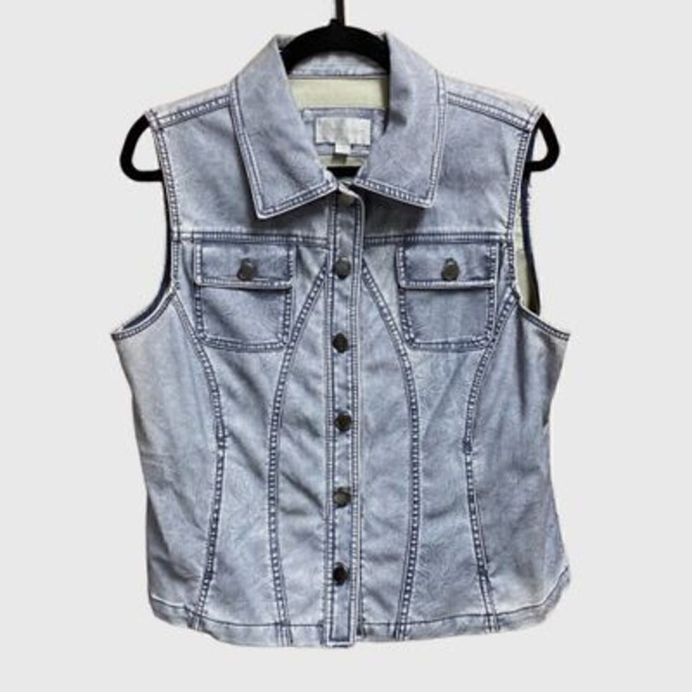 Erm London Grey Faux Leather Vest size Medium New